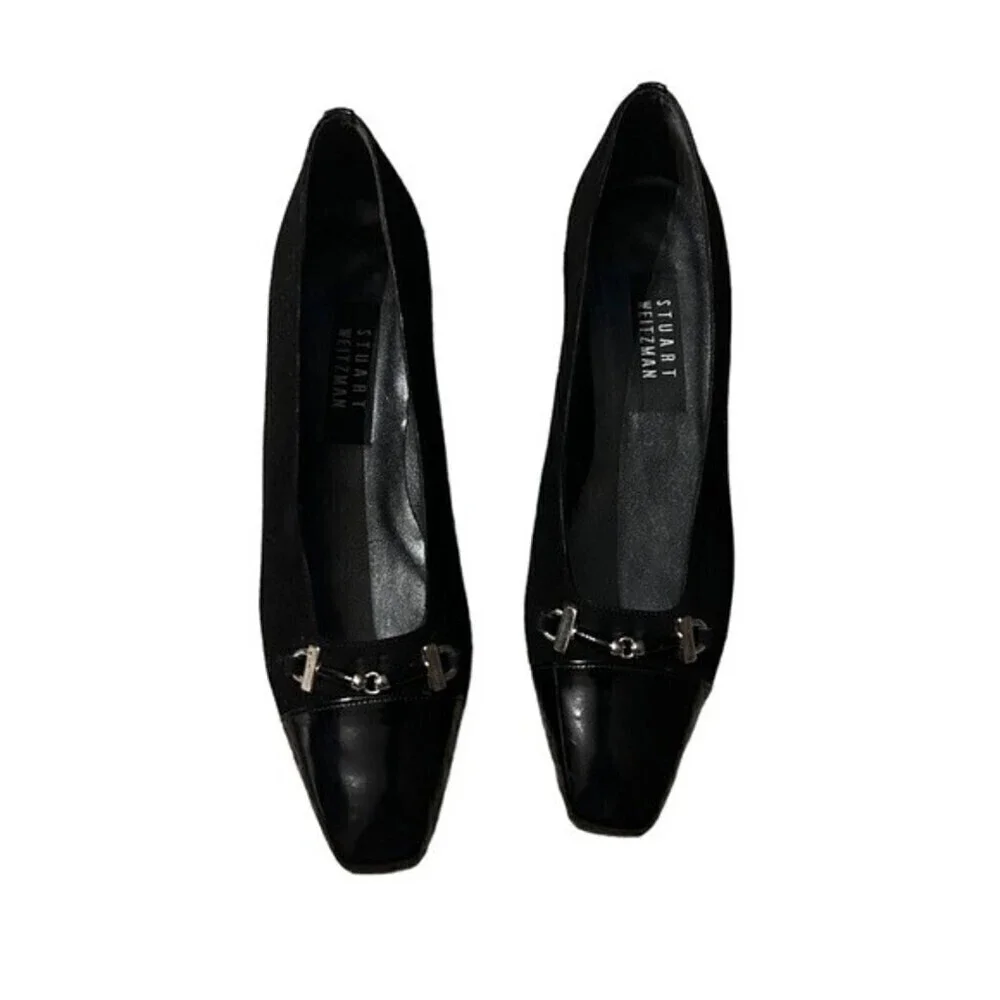 Stuart Weitzman Black Heels with Silver Accents - Picture 1 of 10
